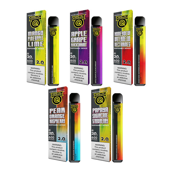 20mg Billiards Q Tricks Shot Dispositivo de vape desechable 600 bocanadas