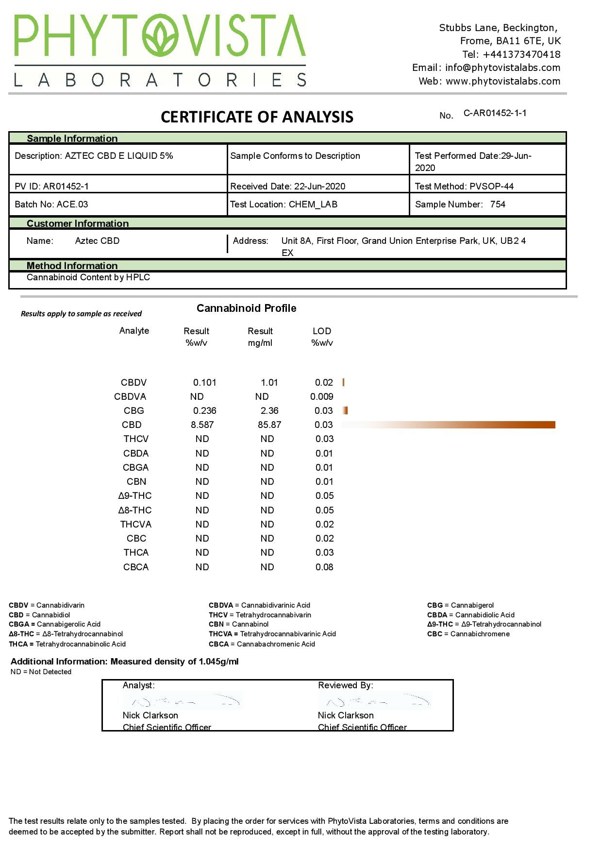 Aztec CBD 500mg Líquido de vapeo de CBD 10ml (50PG/50VG)