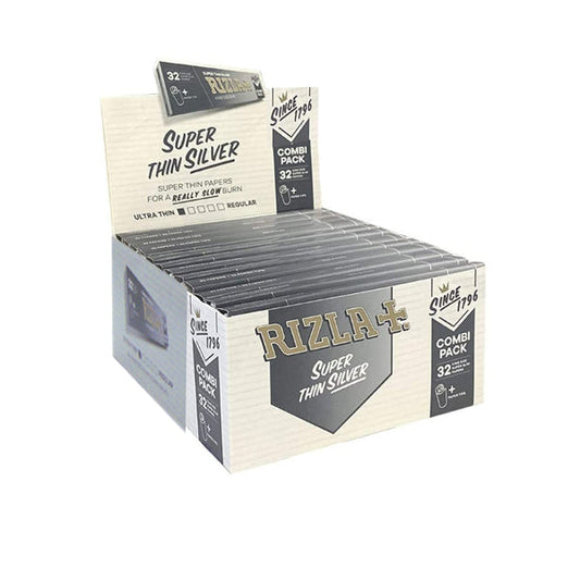 24 Rizla Silver Süper İnce King Rulo Kağıt + Uçlar Kombi Paketi