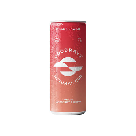 24 x Goodrays 30mg CBD Raspberry & Guava Seltzer 250ml