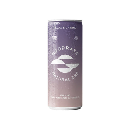 24 x Goodrays 30mg CBD Passionfruit & Pomelo Seltzer 250ml