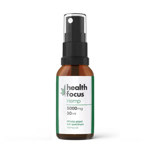 Health Focus Hemp Oil 5000mg Aceite de semilla de cáñamo Spray 30ml 50%