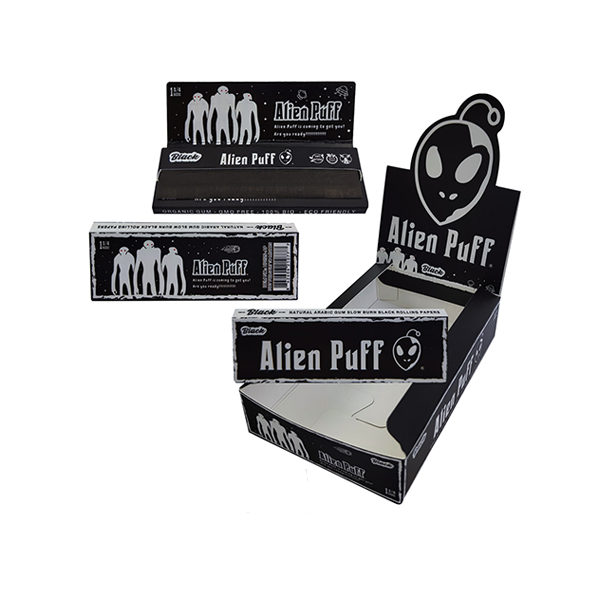 Alien Puff 1 1/4 Size Black Rolling Papers 25 Booklets (HP2125)