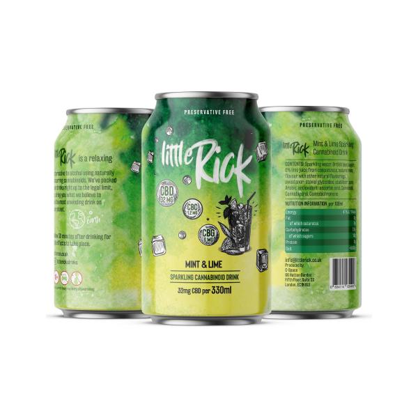 24 x Little Rick Drink 32mg CBD Sparkling 330ml Mint & Lime (BUY 1 GET 1 FREE)