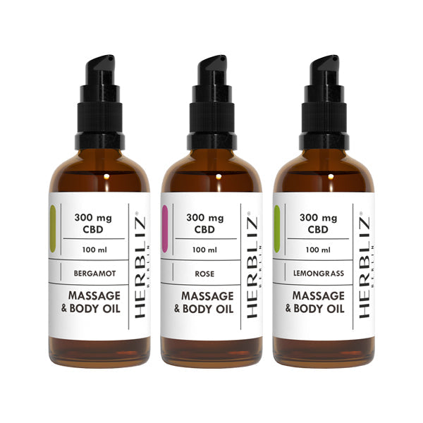 Herbliz 300mg CBD Massage & Body Oil - 100ml