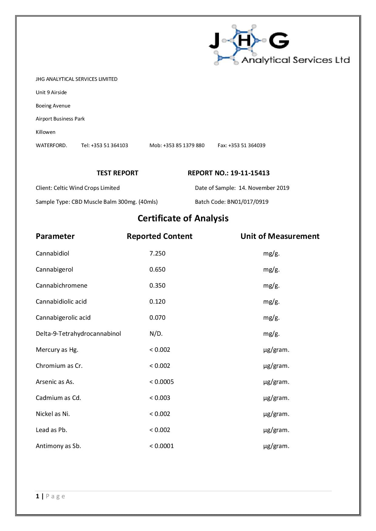 Celtic Wind Crops 300mg CBD Kas Balsamı - 40ml (Bir Alana Bir Ücretsiz)