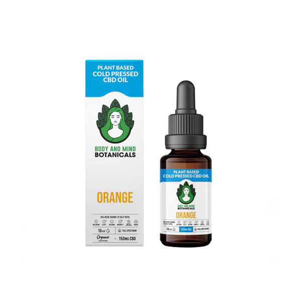 Body and Mind Botanicals 150mg CBD Orange Cold Pressed Cannabis Oil 10ml