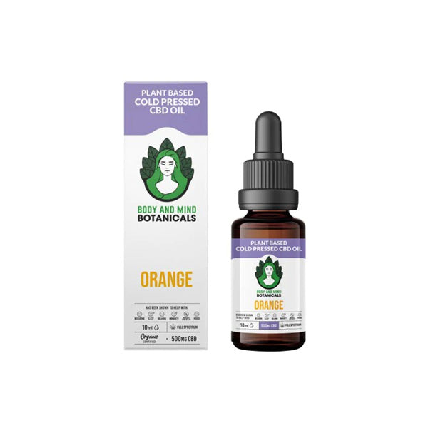 Body and Mind Botanicals 500mg CBD Orange Cold Pressed Cannabis Oil 10ml