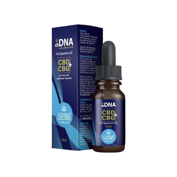 cbDNA Full Spectrum 500mg CBD Oil + 100mg CBG - 10ml