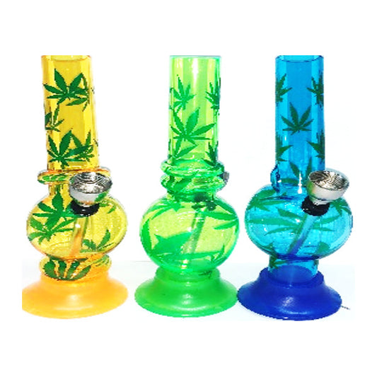 12 x Small Leaf Design Acrylic Bong - 9915SY