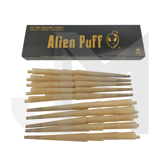 40 Alien Puff Black & Gold 1/4 Size Pre-Rolled 84mm Cones ( HP137 )