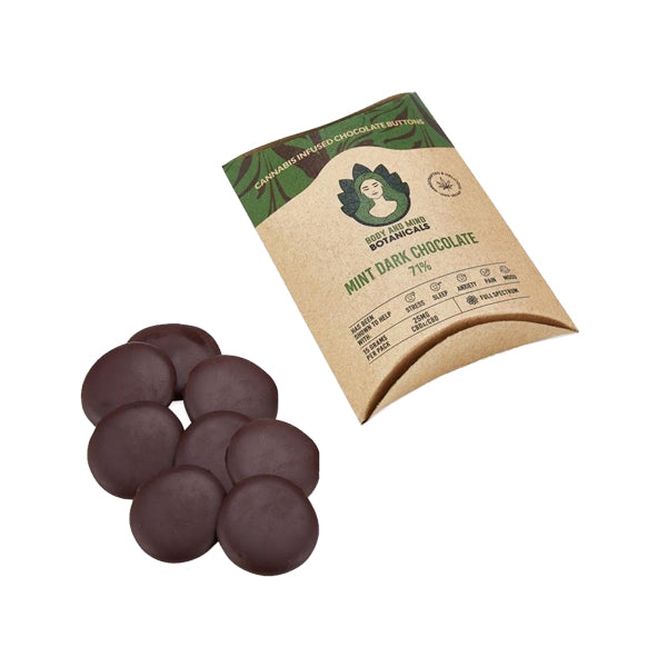 Body and Mind Botanicals 25mg CBD Cannabis Chocolate Buttons