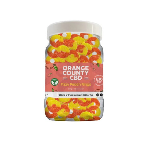 Orange County CBD 3200mg Anillos de melocotón efervescentes de CBD - Bote grande