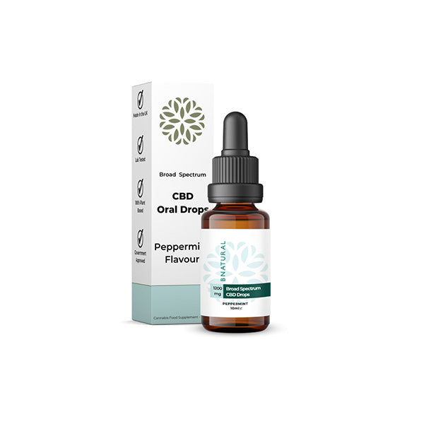 Bnatural 1200mg Broad Spectrum CBD Peppermint Oral Drops - 10ml (BUY 1 GET 1 FREE)