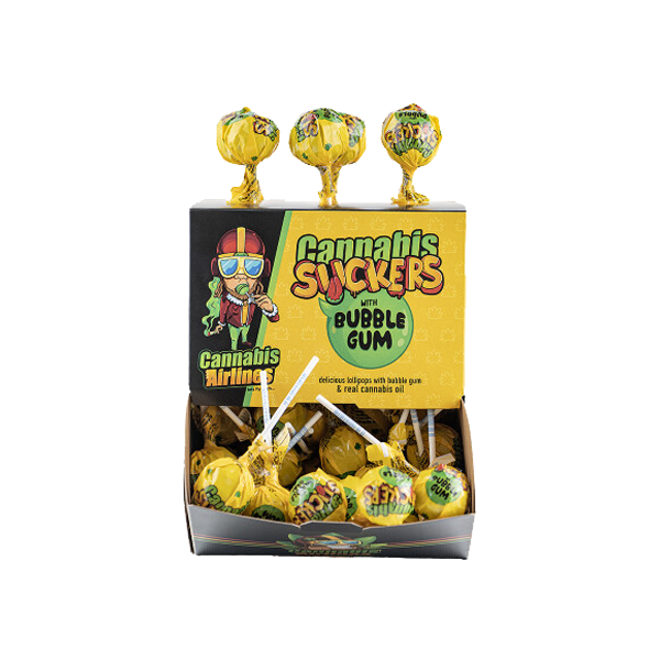 Cannabis Airlines Big Pack Cannabis Lollipops With Bubble Gum - 25g x 50pcs