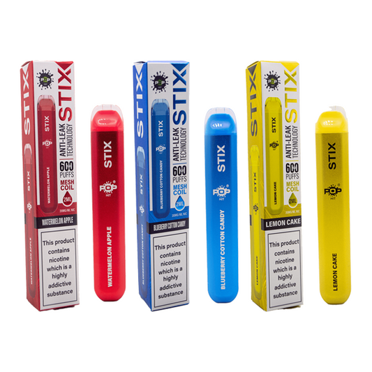 20mg Pop Hit Stix Disposable Vaping Device 600 Puffs