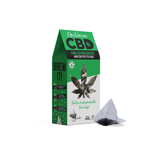 Equilibrium CBD 48mg Full Spectrum English Breakfast Tea Bags Box of 12 (BUY 2 GET 1 FREE)