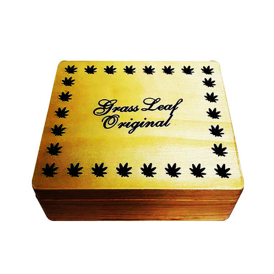 Caja de almacenamiento de madera grande original Grass Leaf