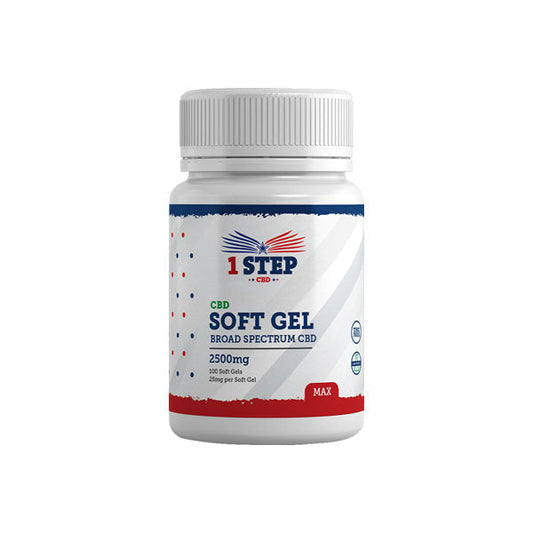 1 Step CBD 2500mg Max Broad Spectrum CBD Soft Gel Capsules - 100 Caps (COMPRE 1 OBTENGA 1 GRATIS)